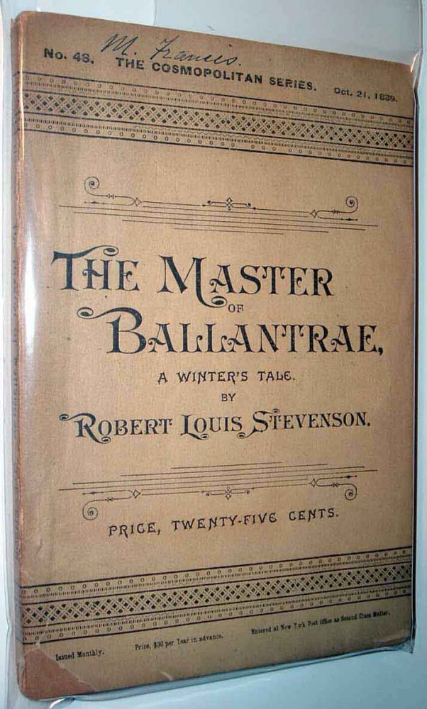 Item #12942 The Master of Ballantrae, A Winter's Tale. Robert Louis STEVENSON.