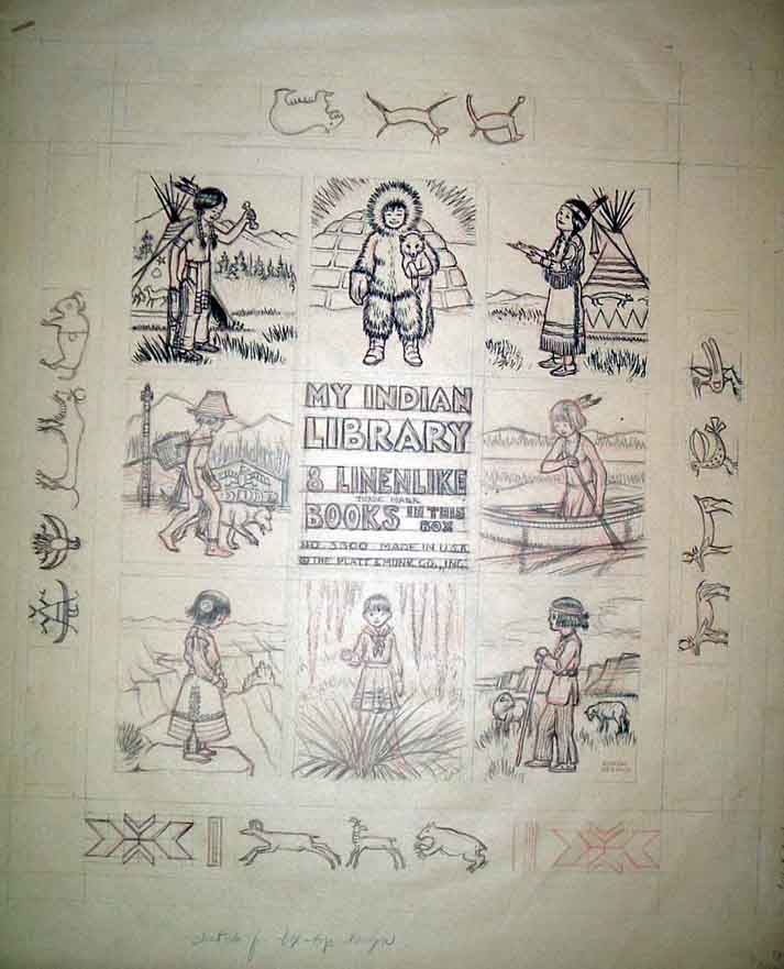 Item #14091 Original Artwork, Manuscript Material and Illustrations for Cowboy Cutouts, Indian...