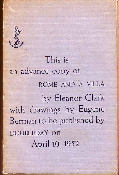 Item #16261 Rome and A Villa. Eleanor CLARK