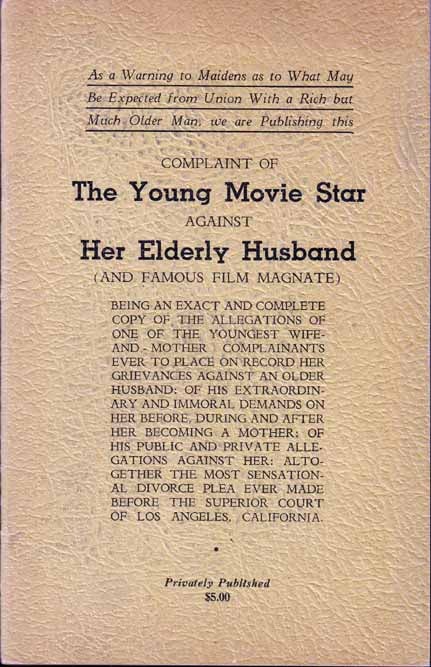 Item #16886 Complaint of the Young Movie Star against Her Elderly Husband (and Famous Film...