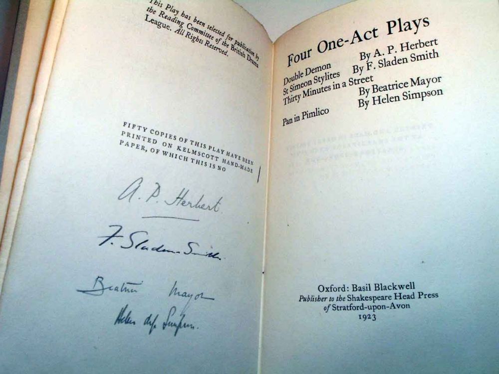 Four One Act Plays A. P. HERBERT F. Sladen SMITH Beatrice MAYOR