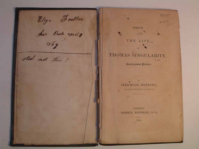 Item #18687 Sketch of the Life of Thomas Singularity. Jeremiah HOPKINS