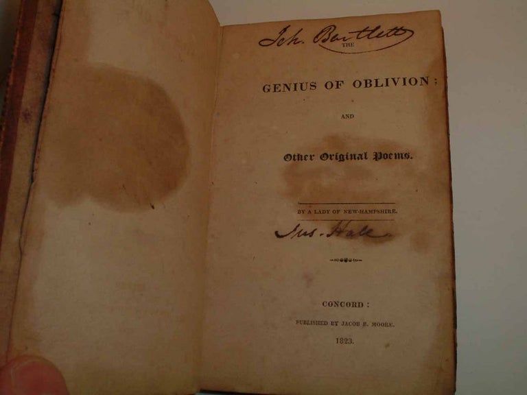 Item #18694 The Genius of Oblivion; and Other Original Poems. Sarah Josepha Buell HALE.
