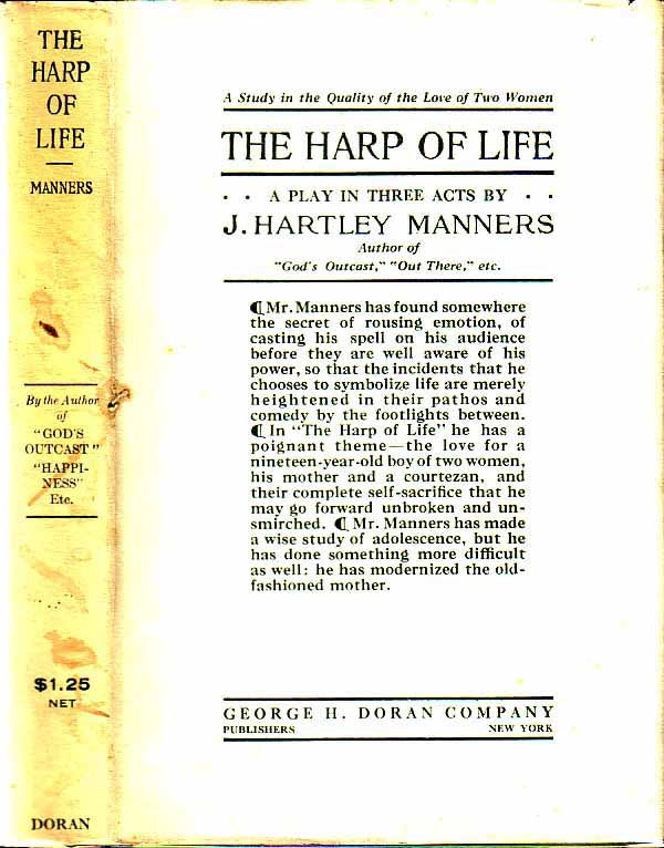Item #19146 The Harp of Life. J. Hartley MANNERS.
