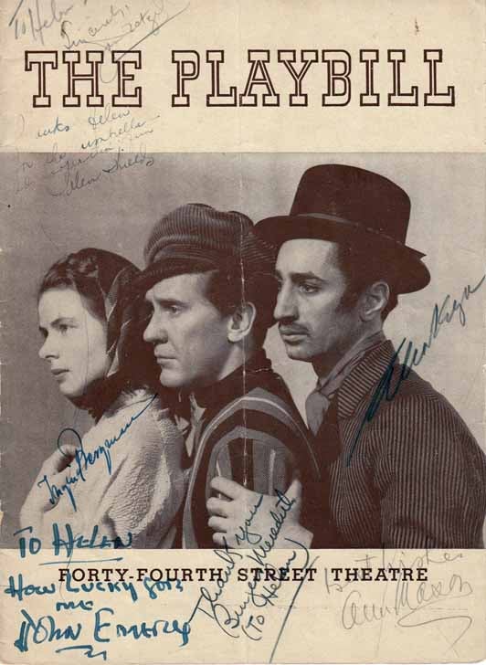 Item #20351 Playbill Signed by the Cast of LILIOM. Ingrid BERGMAN, Burgess MEREDITH, Helen...