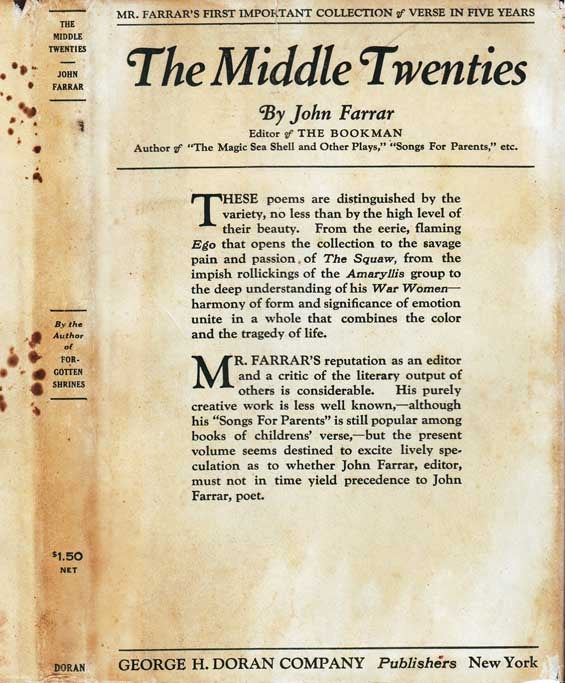 Item #24369 The Middle Twenties [SIGNED AND INSCRIBED]. John FARRAR.