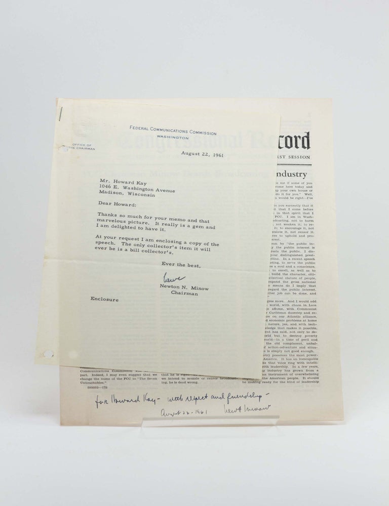 Item #250612 Typed Letter Signed, Office of the Chairman of the FCC, and Signed Copy of the...
