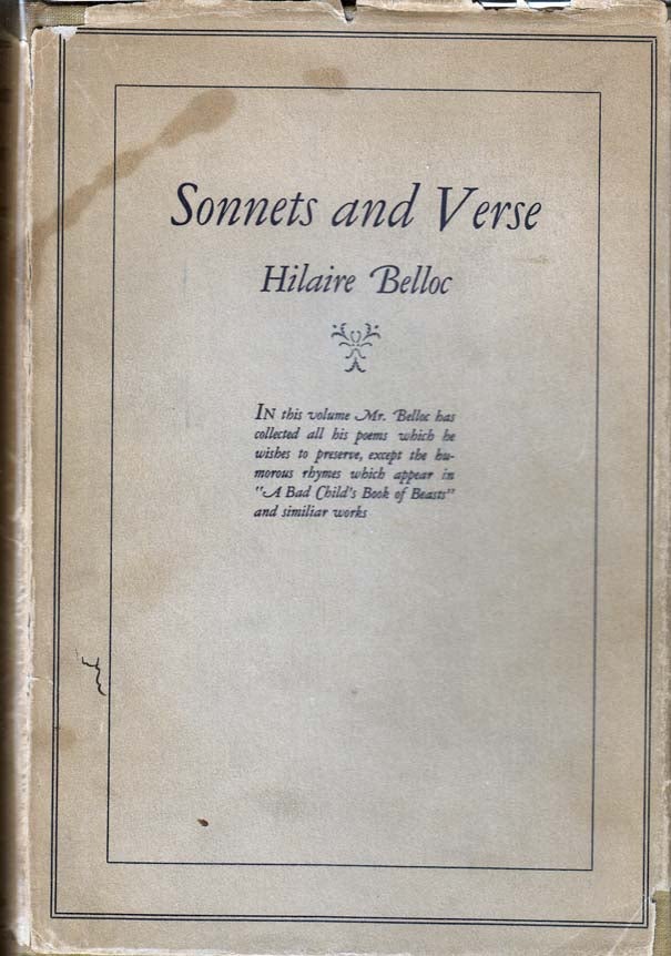 Item #25429 Sonnets and Verse. Hilaire BELLOC