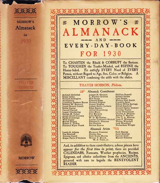 Item #27568 In, Morrow's Almanack and Every Day Book for 1930. Thayer HOBSON, Richard HUGHES...