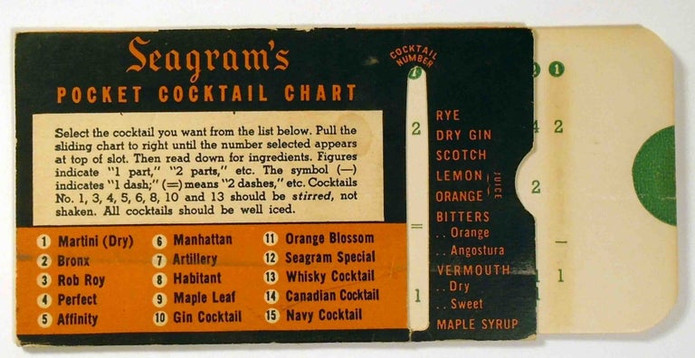 Item #29211 Seagram's Pocket Cocktail Chart. SEAGRAM'S