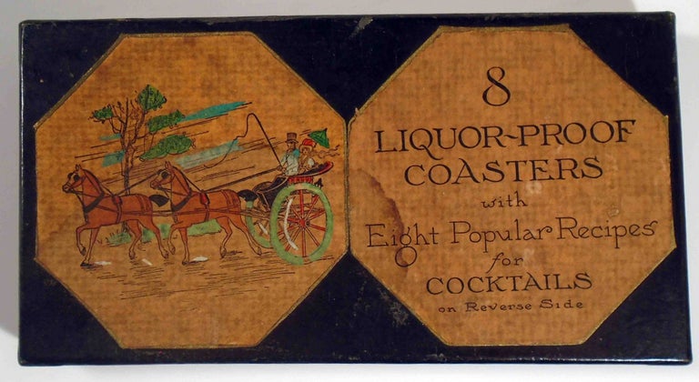 Item #29365 8 [Eight] Liquor Proof Coasters with Eight Popular Recipes for Cocktails on Reverse...