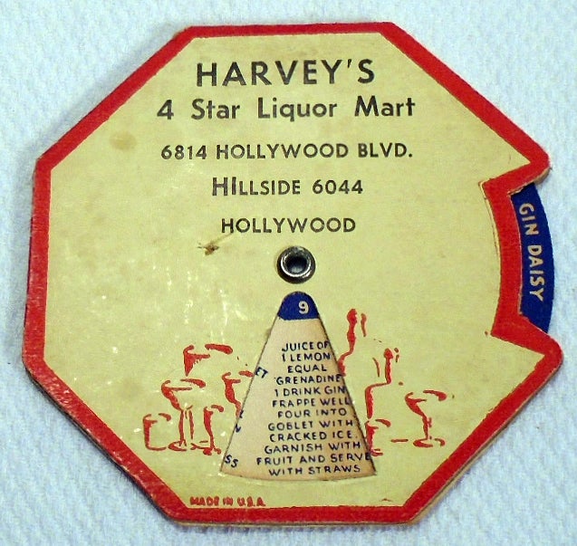 Item #31300 20 [Twenty] Favorites Cocktail Recipes [Cocktail Volvelle]. HARVEY'S 4 STAR LIQUOR MART