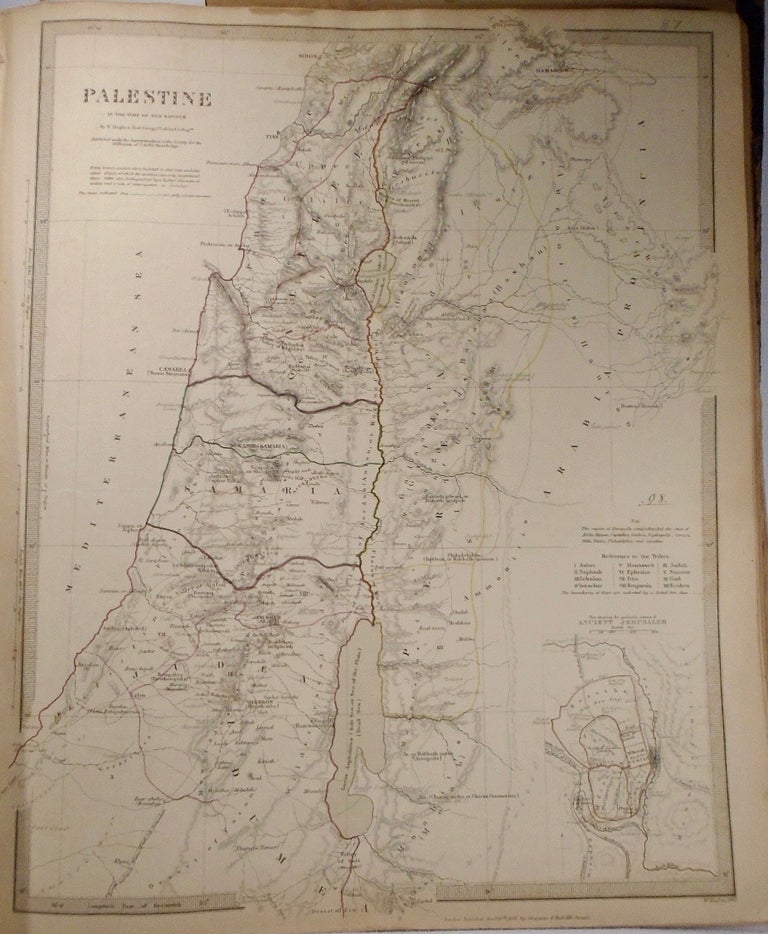 Item #33790 Map of Palestine in the Time of Our Savior. W. HUGHES.