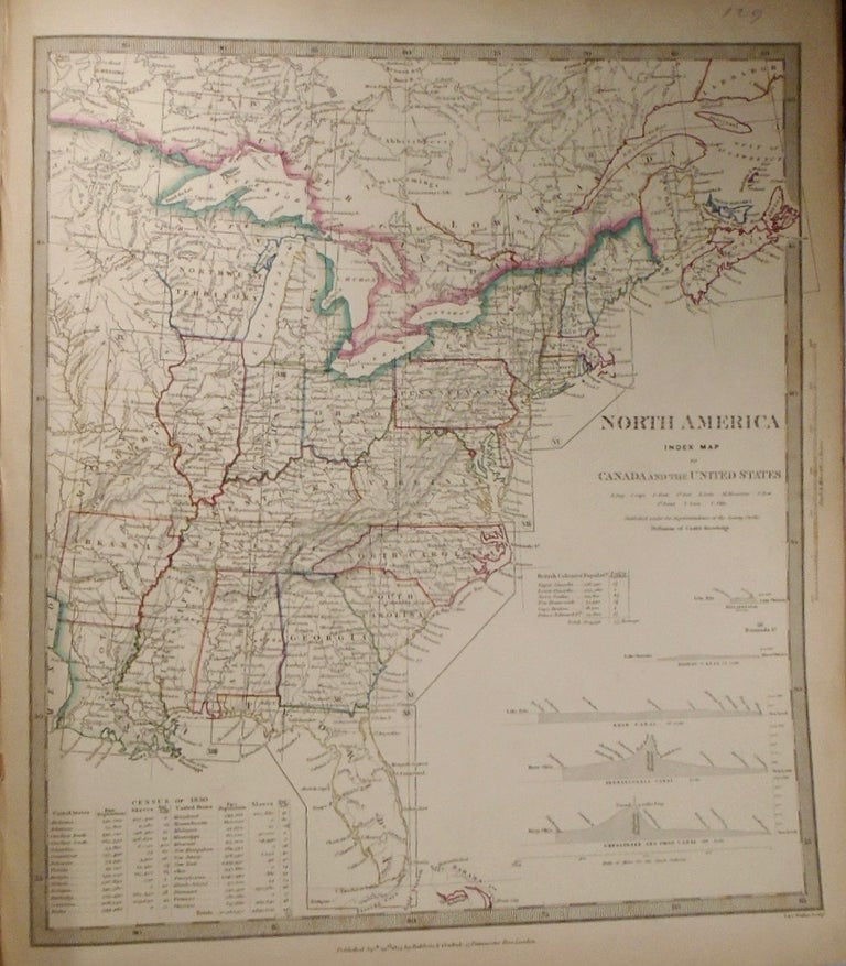 Item #33808 Index Map of North America to Canada and the United States. Baldwin, Gradoc