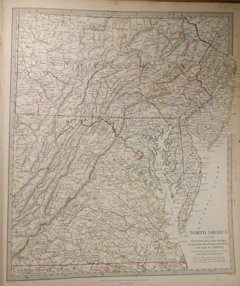 Item #33811 Map of North America: Pennsylvania, New Jersey, Maryland, Delaware, Columbia, and Part of Virginia. Baldwin, Gradoc.