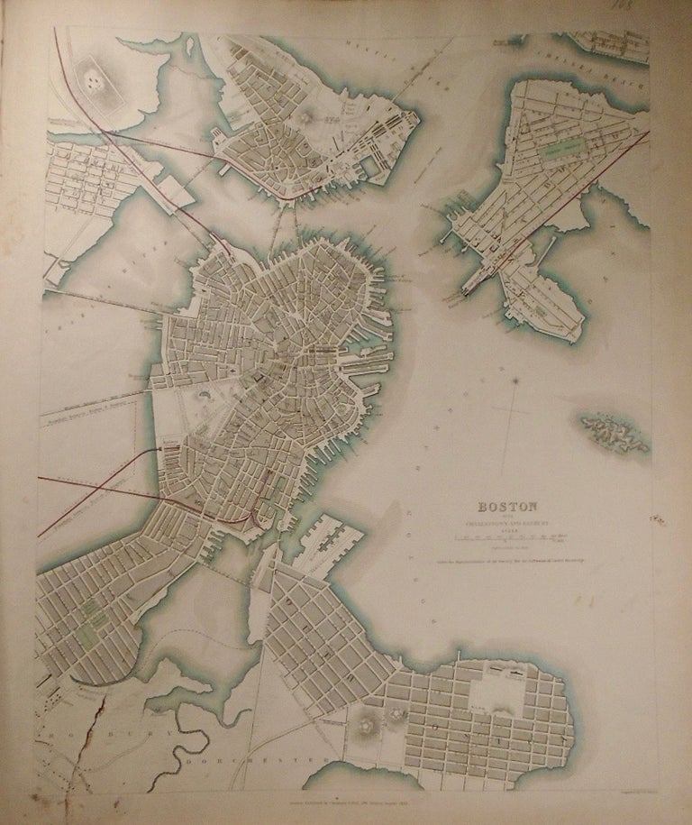 Item #33835 Map of Boston, With Charlestown and Roxbury. Baldwin, Gradoc