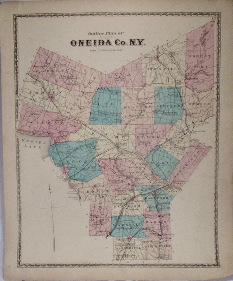 Item #33894 Map of the Plan of Oneida County, New York. D. G. BEERS.