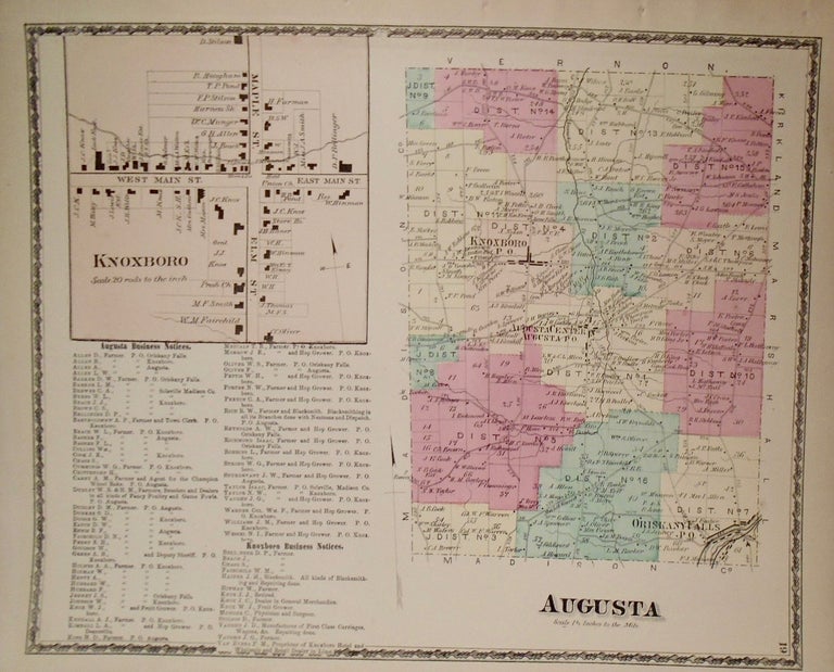 Item #33895 Map of Augusta, New York. D. G. BEERS.