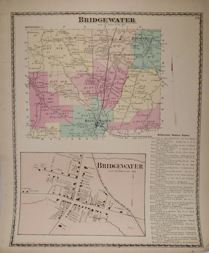 Item #33899 Map of Bridgewater, New York. D. G. BEERS