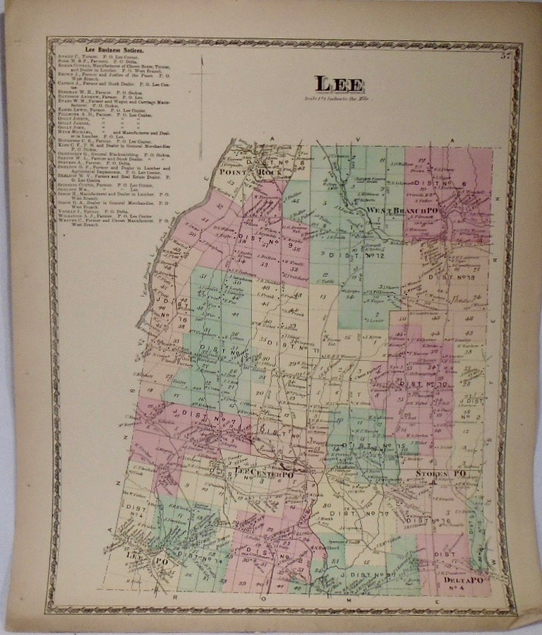 Item #33907 Map of Lee, New York. D. G. BEERS.