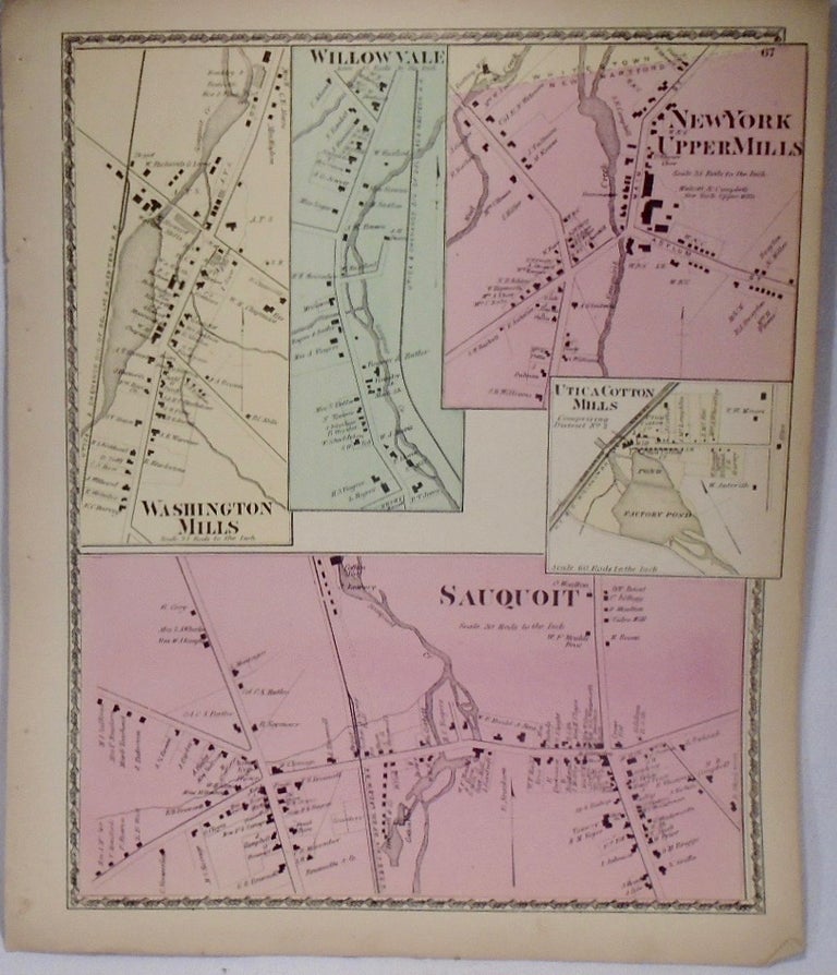 Item #33912 Map of Sauquoit and New York Upper Mills, New York. D. G. BEERS.