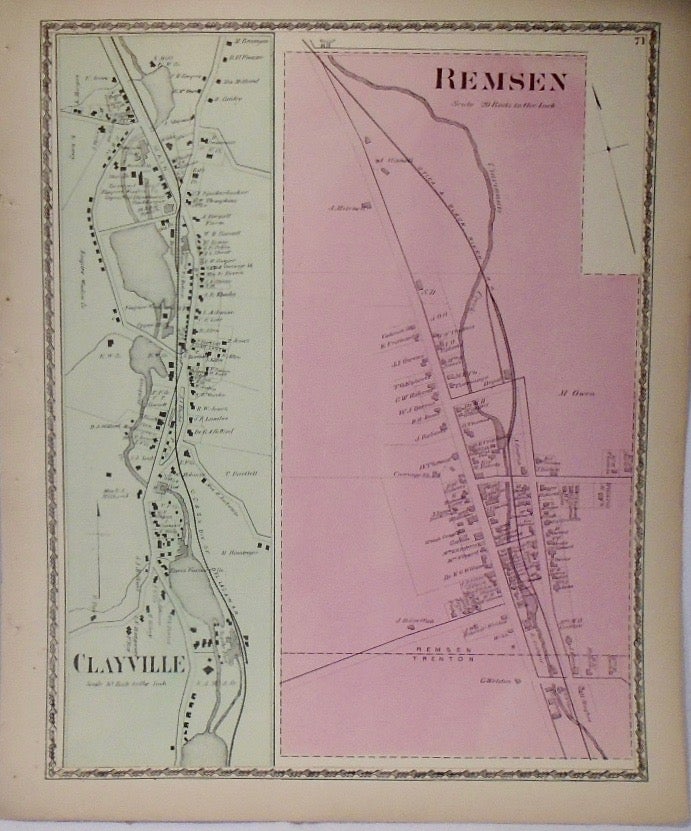 Item #33914 Map of Remsen, Clayville New York. D. G. BEERS.