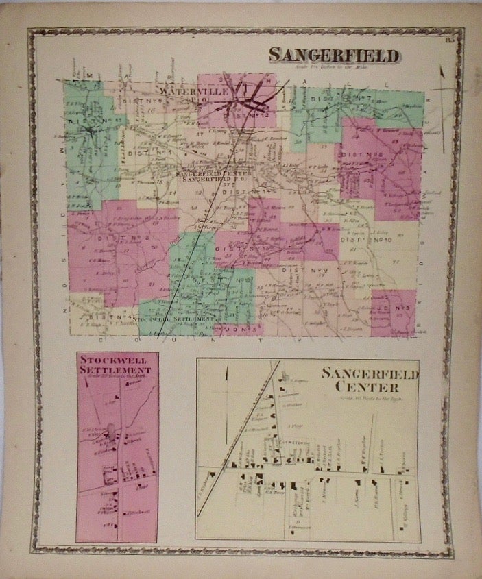 Item #33918 Map of Sangerfield, New York. D. G. BEERS