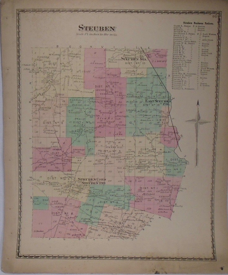 Item #33920 Map of Steuben, New York. D. G. BEERS