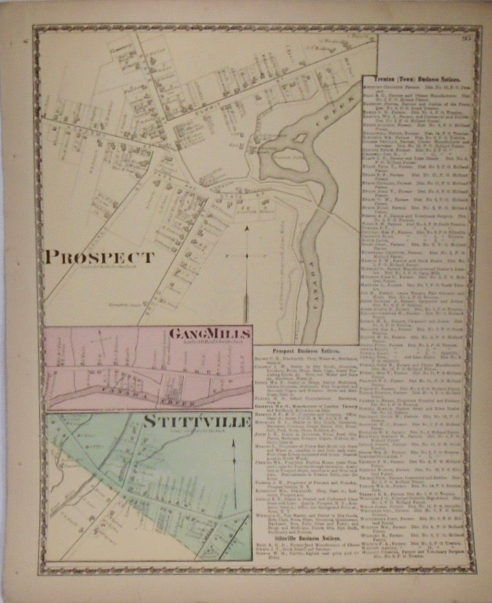 Item #33922 Map of Prospect, Gang Mills, and Stittville, New York. D. G. BEERS.