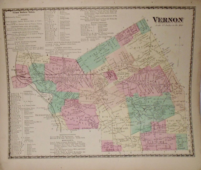 Item #33927 Map of Vernon, New York. D. G. BEERS