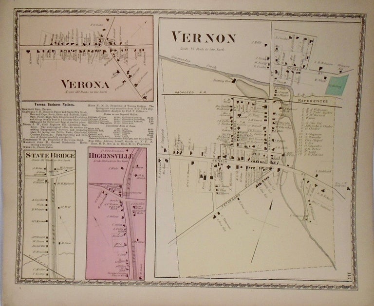 Item #33928 Map of Vernon and Verona, New York. D. G. BEERS