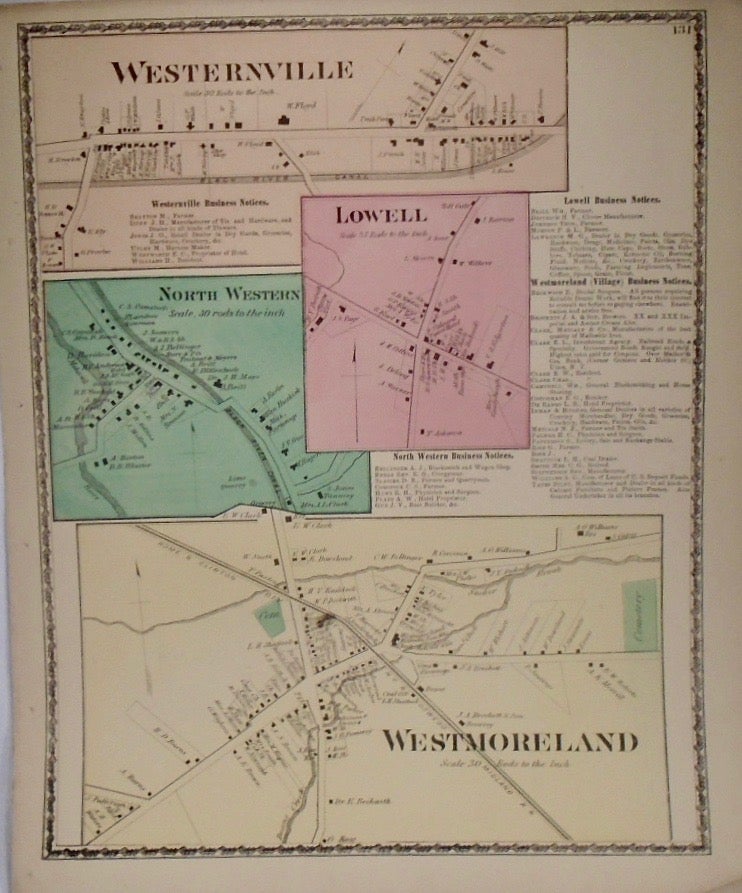 Item #33933 Map of Westernville and Westmoreland, New York. D. G. BEERS