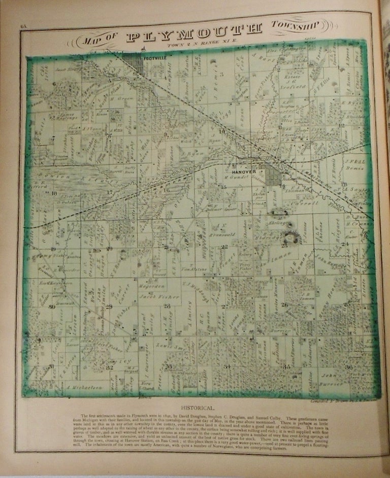 Item #33953 Map of Plymouth Township, Wisconsin. Frank KRAUSE