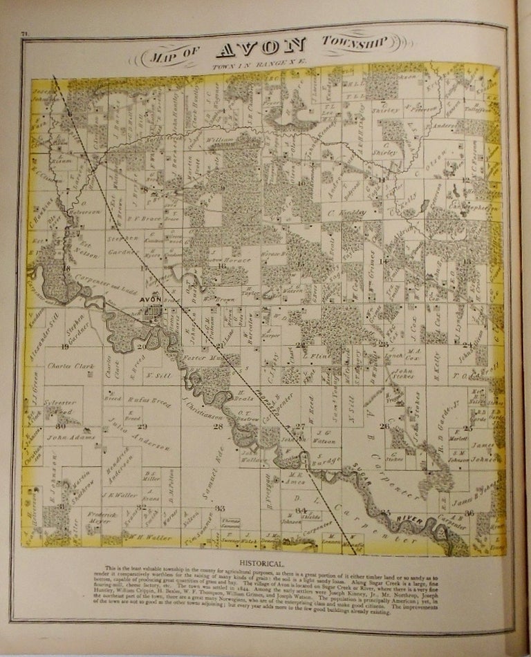 Item #33955 Map of Avon Township, Wisconsin. Frank KRAUSE.