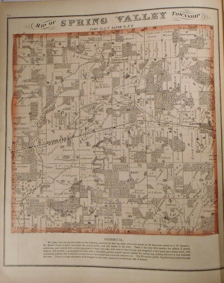 Item #33956 Map of Spring Valley Township, Wisconsin. Frank KRAUSE.