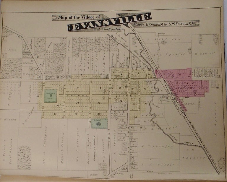 Item #33961 Map of the Village of Evansville, Wisconsin. S. W. DURANT