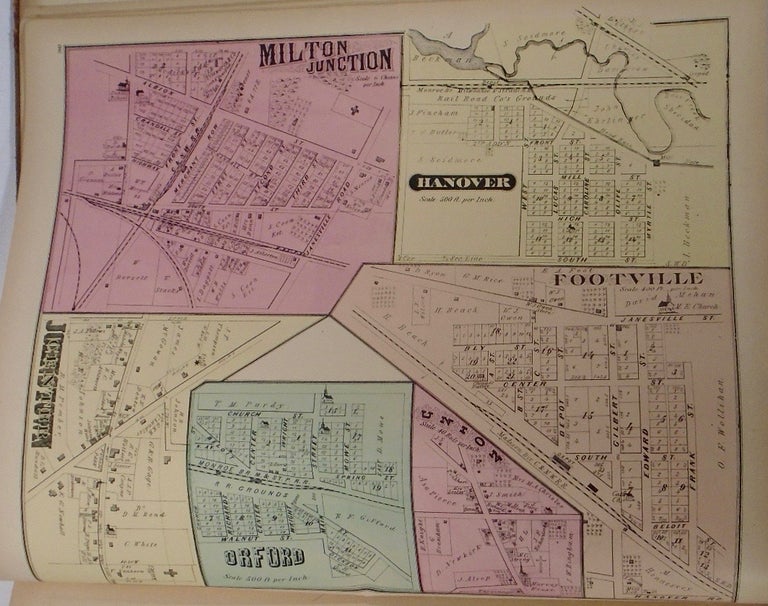 Item #33962 Map of Milton Junction, Hanover, Footville, Orford, and Johnstown Center, Wisconsin....