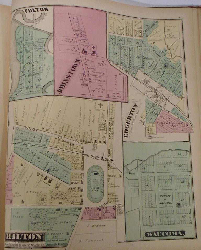 Item #33963 Map of Fulton, Johnstown, Edgerton, Waucoma, and Milton, Wisconsin. Frank KRAUSE