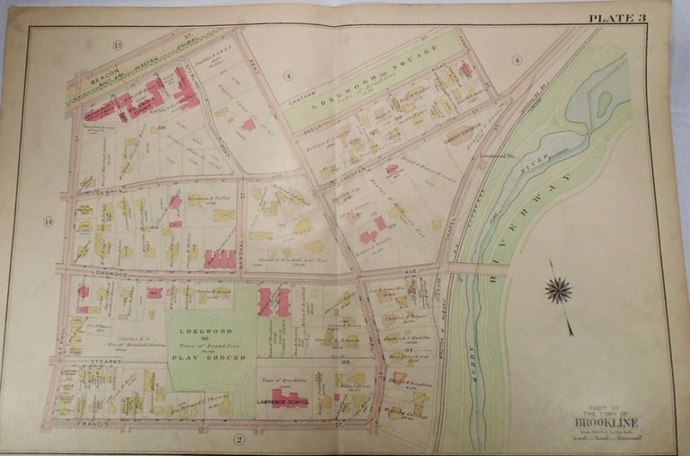 Item #33968 Map of Part of Brookline, Massachusetts. G. W. BROMLEY.
