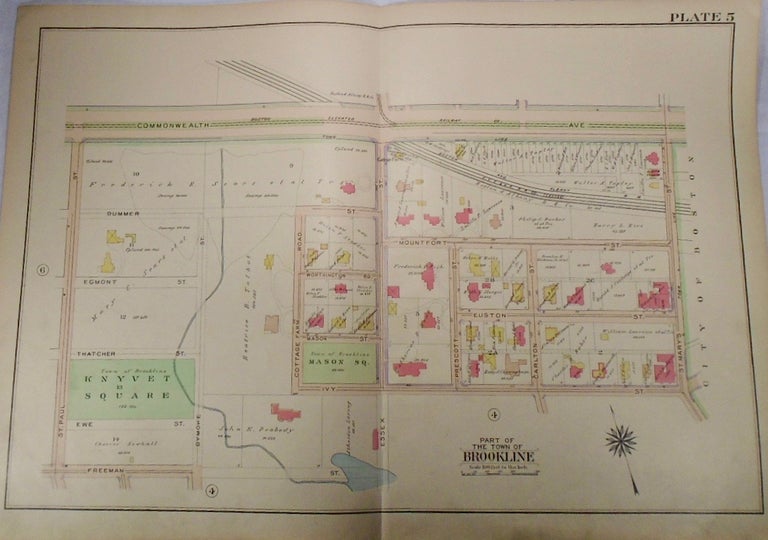 Item #33970 Map of Part of Brookline, Massachusetts. G. W. BROMLEY
