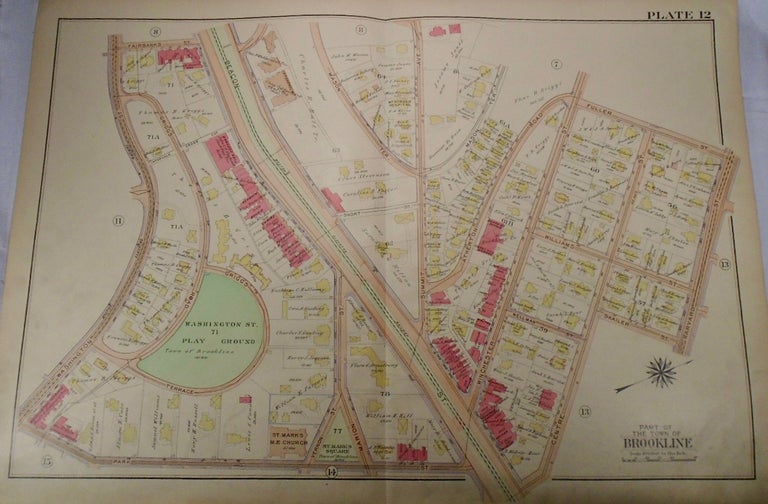Item #33977 Map of Part of Brookline, Massachusetts. G. W. BROMLEY.