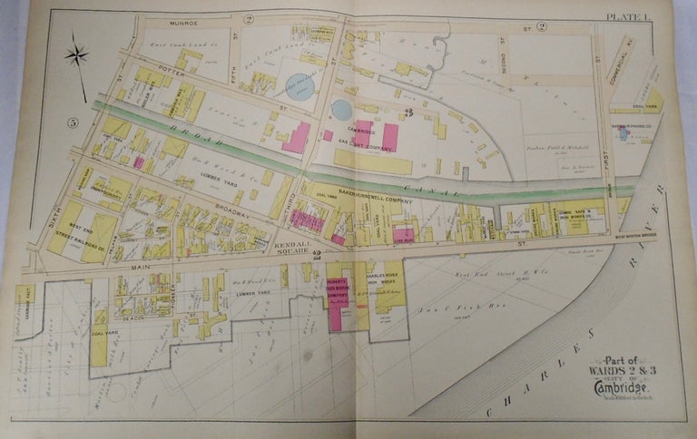Item #33990 Map of Parts of Wards 2 and 3 in the City of Cambridge, Massachusetts. G. W. BROMLEY.