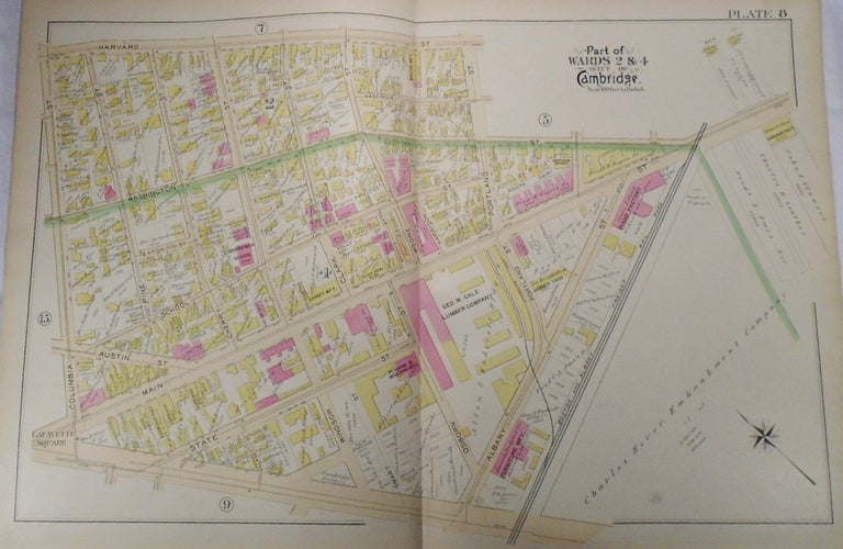 Item #33997 Map of Part of Wards 2 and 4 in the City of Cambridge, Massachusetts. G. W. BROMLEY.