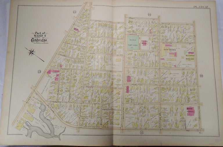 Item #34001 Map of Part of Ward 4 in Cambridge, Massachusetts. G. W. BROMLEY.
