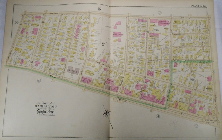 Item #34004 Map of Part of Wards 2 and 4 in Cambridge, Massachusetts. G. W. BROMLEY.