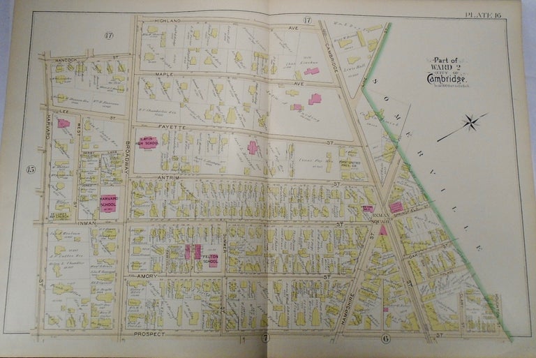 Item #34005 Map of Part of Ward 2 in Cambridge, Massachusetts. G. W. BROMLEY.