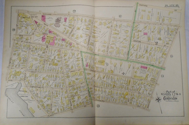 Item #34007 Map of Part of Wards 12 and 4 in Cambridge, Massachusetts. G. W. BROMLEY