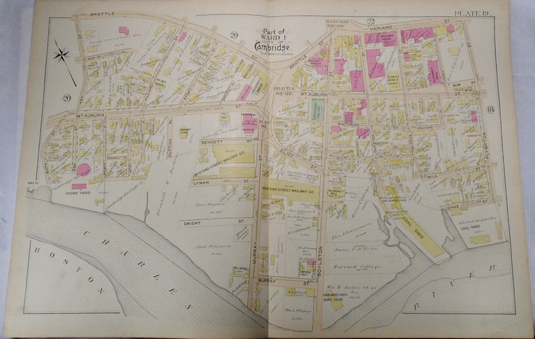 Item #34008 Map of Part of Ward 1 in Cambridge, Massachusetts. G. W. BROMLEY.
