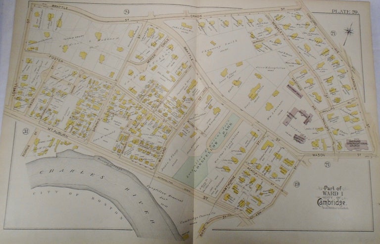 Item #34009 Map of Part of Ward 1 in Cambridge, Massachusetts. G. W. BROMLEY.