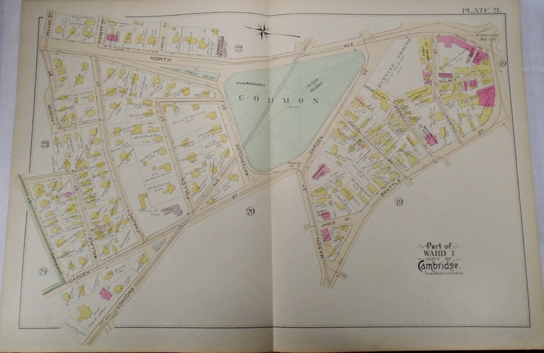 Item #34010 Map of Part of Ward 1 in Cambridge, Massachusetts. G. W. BROMLEY